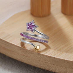Elegant Star Sterling Silver Plating Inlay Zircon Rings -Cheap Jewelry Store 1666689441453969408
