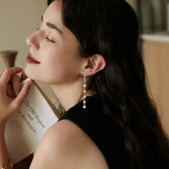 1 Pair Elegant Round Plating Inlay Freshwater Pearl Sterling Silver Zircon Drop Earrings -Cheap Jewelry Store 1666689489977872384