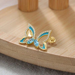 1 Pair Elegant Butterfly Plating Inlay Sterling Silver Zircon Ear Studs -Cheap Jewelry Store 1666689502674030592 1