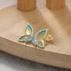 1 Pair Elegant Butterfly Plating Inlay Sterling Silver Zircon Ear Studs -Cheap Jewelry Store 1666689502674030592