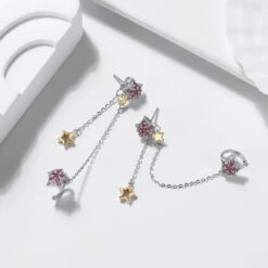 1 Pair Elegant Star Plating Inlay Sterling Silver Zircon Ear Clips -Cheap Jewelry Store 1666689526497677312