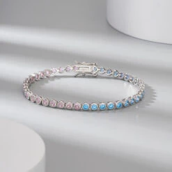 Elegant Round Sterling Silver Plating Inlay Zircon Bracelets