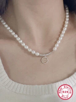 Commute Round Freshwater Pearl Sterling Silver Beaded Plating Pearl White Gold Plated Pendant Necklace -Cheap Jewelry Store 1666701829397942272 1