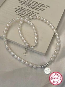 Commute Round Freshwater Pearl Sterling Silver Beaded Plating Pearl White Gold Plated Pendant Necklace -Cheap Jewelry Store 1666701829603463168 1