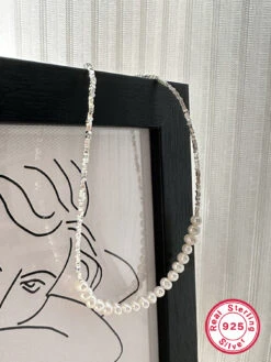 Fairy Style Round Freshwater Pearl Sterling Silver Plating White Gold Plated Necklace -Cheap Jewelry Store 1666715507627266048