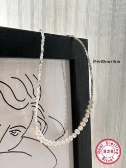 Fairy Style Round Freshwater Pearl Sterling Silver Plating White Gold Plated Necklace -Cheap Jewelry Store 1666715507660820480