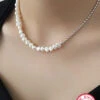 Elegant Lady Round Freshwater Pearl Sterling Silver White Gold Plated Necklace -Cheap Jewelry Store 1666732548853731328