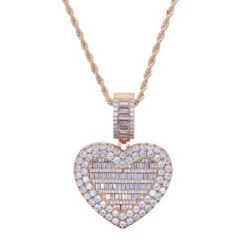 Punk Heart Shape Copper Inlay Rhinestones Pendant Necklace Long Necklace -Cheap Jewelry Store 1666975476368936960