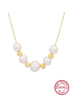 Elegant Round Freshwater Pearl Sterling Silver Plating Inlay Zircon White Gold Plated Necklace -Cheap Jewelry Store 1667024247521939456