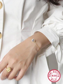 Elegant Round Sterling Silver Plating Inlay Moonstone White Gold Plated Bracelets -Cheap Jewelry Store 1667070241647235072