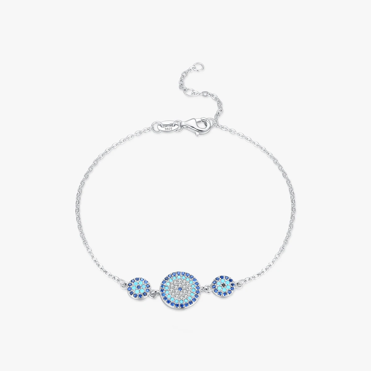 IG Style Retro Luxurious Devil'S Eye Sterling Silver Plating Inlay Zircon Rhodium Plated Bracelets 4 IG Style Retro Luxurious Devil'S Eye Sterling Silver Plating Inlay Zircon Rhodium Plated Bracelets - Image 2