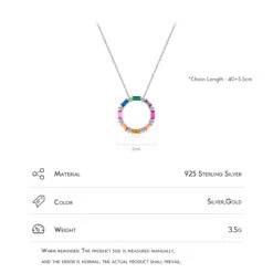 IG Style Luxurious Circle Colorful Sterling Silver Plating Inlay Zircon Rhodium Plated Necklace 12 IG Style Luxurious Circle Colorful Sterling Silver Plating Inlay Zircon Rhodium Plated Necklace -Cheap Jewelry Store 1667395310684606464