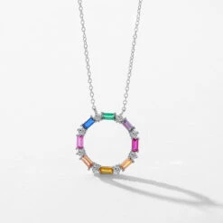 IG Style Luxurious Circle Colorful Sterling Silver Plating Inlay Zircon Rhodium Plated Necklace 10 IG Style Luxurious Circle Colorful Sterling Silver Plating Inlay Zircon Rhodium Plated Necklace -Cheap Jewelry Store 1667395311154368512