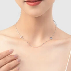 IG Style Retro Cross Devil'S Eye Sterling Silver Plating Inlay Zircon Rhodium Plated Necklace -Cheap Jewelry Store 1667397557380321280