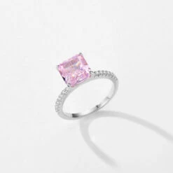 IG Style Elegant Square Sterling Silver Inlay Zircon Rhodium Plated Rings -Cheap Jewelry Store 1667441329078145024