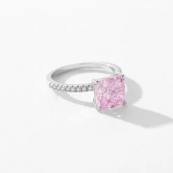 IG Style Elegant Square Sterling Silver Inlay Zircon Rhodium Plated Rings