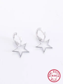 1 Pair Lady Simple Style Commute Star Plating Sterling Silver White Gold Plated Drop Earrings -Cheap Jewelry Store 1667469911519268864 1