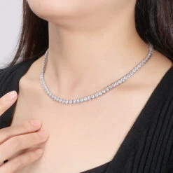 Classic Style Solid Color Sterling Silver Plating Inlay Zircon Necklace -Cheap Jewelry Store 1668085015730327552