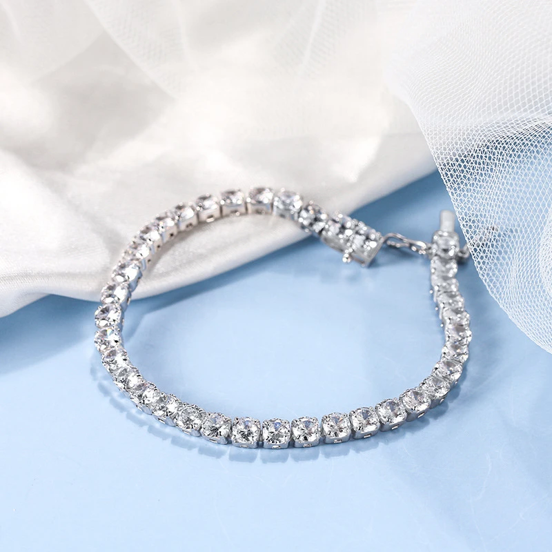 Simple Style Solid Color Sterling Silver Plating Inlay Zircon 14K Gold Plated Bracelets 5 Simple Style Solid Color Sterling Silver Plating Inlay Zircon 14K Gold Plated Bracelets - Image 3