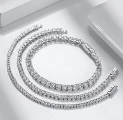 Simple Style Solid Color Sterling Silver Inlay Zircon Tennis Bracelet -Cheap Jewelry Store 1668085900900438016