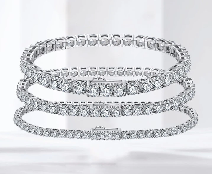 Simple Style Solid Color Sterling Silver Inlay Zircon Bracelets 4 Simple Style Solid Color Sterling Silver Inlay Zircon Bracelets - Image 2