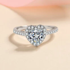 Elegant Heart Shape Sterling Silver GRA Plating Inlay Moissanite Rings -Cheap Jewelry Store 1668436124898562048 1