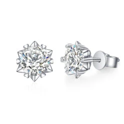Simple Style Snowflake Sterling Silver Moissanite Ear Studs In Bulk -Cheap Jewelry Store 1668438542474416128