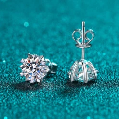 Simple Style Snowflake Sterling Silver Moissanite Ear Studs In Bulk -Cheap Jewelry Store 1668438543011287040
