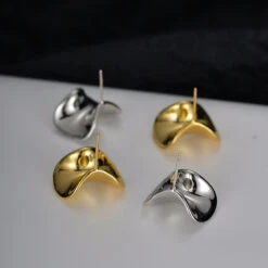 1 Pair Artistic Solid Color Plating Sterling Silver Ear Studs -Cheap Jewelry Store 1668855855627505664