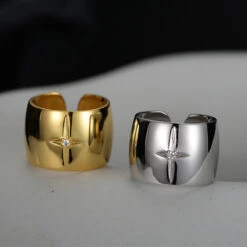 Punk Star Sterling Silver Plating Inlay Zircon Wide Band Rings -Cheap Jewelry Store 1668855917636096000 1