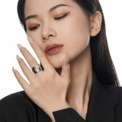 Punk Star Sterling Silver Plating Inlay Zircon Wide Band Rings -Cheap Jewelry Store 1668855928449011712