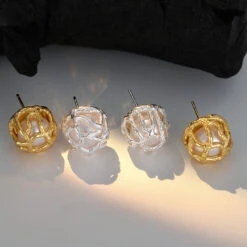 1 Pair Elegant Solid Color Pearl Sterling Silver Ear Studs