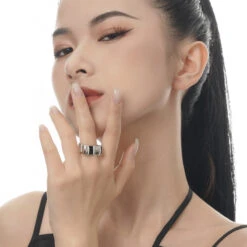 Artistic Geometric Solid Color Sterling Silver Plating Open Rings -Cheap Jewelry Store 1668855976654147584