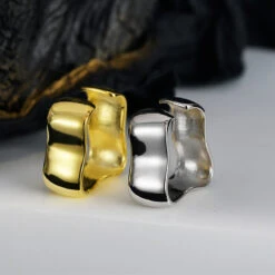 Artistic Geometric Solid Color Sterling Silver Plating Open Rings -Cheap Jewelry Store 1668855980726816768