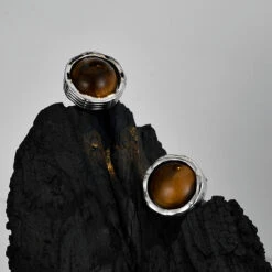 1 Pair Retro Round Inlay Sterling Silver Tiger Tooth Stone Ear Studs -Cheap Jewelry Store 1668856052029984768