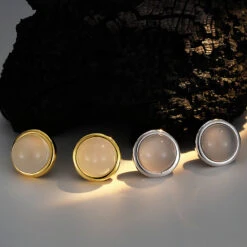 1 Pair Elegant Round Plating Inlay Sterling Silver Agate Ear Studs
