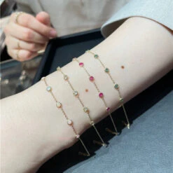 Simple Style Round Sterling Silver Inlay Artificial Gemstones Bracelets -Cheap Jewelry Store 1669149207795208192