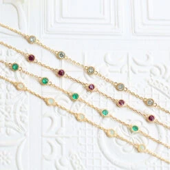 Simple Style Round Sterling Silver Inlay Artificial Gemstones Bracelets -Cheap Jewelry Store 1669149208747315200