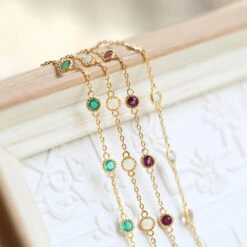 Simple Style Round Sterling Silver Inlay Artificial Gemstones Bracelets -Cheap Jewelry Store 1669149209863000064 1