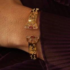 Retro Solid Color Copper Plating Inlay Artificial Gemstones Bangle -Cheap Jewelry Store 1669149242389827584 1