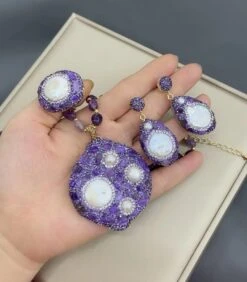 Retro Irregular Copper Inlay Crystal Freshwater Pearl Rings Earrings Necklace -Cheap Jewelry Store 1669239387692601344