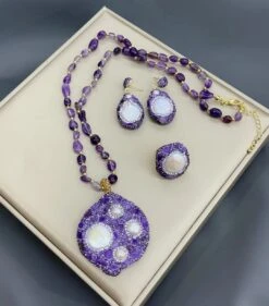 Retro Irregular Copper Inlay Crystal Freshwater Pearl Rings Earrings Necklace -Cheap Jewelry Store 1669239388690845696 1