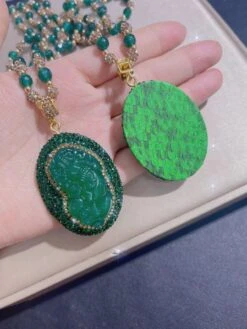 Natural Chalcedony Necklace French Fashion Niche Personality Natural Stone Inlaid Czech Diamond Sweater Chain -Cheap Jewelry Store 1669239435868377088