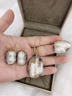 Baroque Style Irregular Copper Plating Inlay Freshwater Pearl Rings Earrings Necklace -Cheap Jewelry Store 1669239467510206464 1