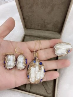 Baroque Style Irregular Copper Plating Inlay Freshwater Pearl Rings Earrings Necklace -Cheap Jewelry Store 1669239467644424192