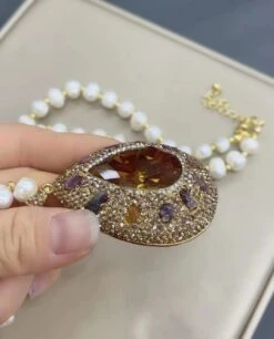 Retro Water Droplets Copper Inlay Sudan Stone Pendant Necklace -Cheap Jewelry Store 1669239615267147776