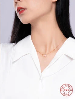 Simple Style Commute Letter Sterling Silver Rose Gold Plated White Gold Plated Zircon Pendant Necklace In Bulk -Cheap Jewelry Store 1669556249345265664