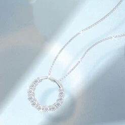 Elegant Simple Style Circle Sterling Silver White Gold Plated Zircon Necklace In Bulk -Cheap Jewelry Store 1669612214421688320