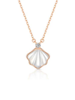 Elegant Simple Style Shell Sterling Silver Rose Gold Plated White Gold Plated Shell Zircon Pendant Necklace In Bulk -Cheap Jewelry Store 1669634791663865856