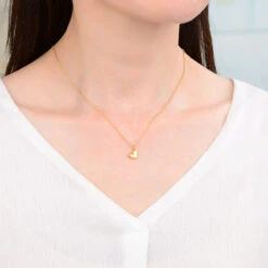 Cute Heart Shape Sterling Silver 18K Gold Plated Pendant Necklace In Bulk -Cheap Jewelry Store 1669943711213162496